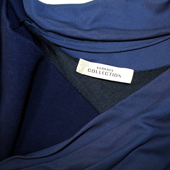 Versace Collection Draped Dress 40 US 4 / XS blue asymmetric knee length - Picture 6 of 8